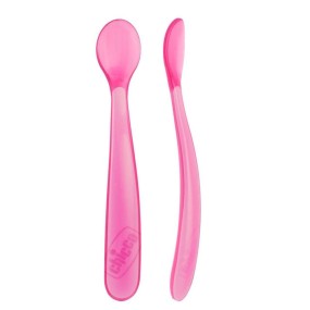 CHICCO- COLHER SILICONE 6M+ ROSA 2PÇS