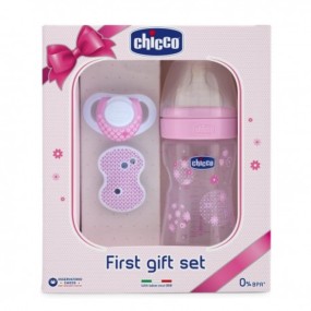 CHICCO- GIFT SET BIB BENESSERE GIRL TET. SILICONE